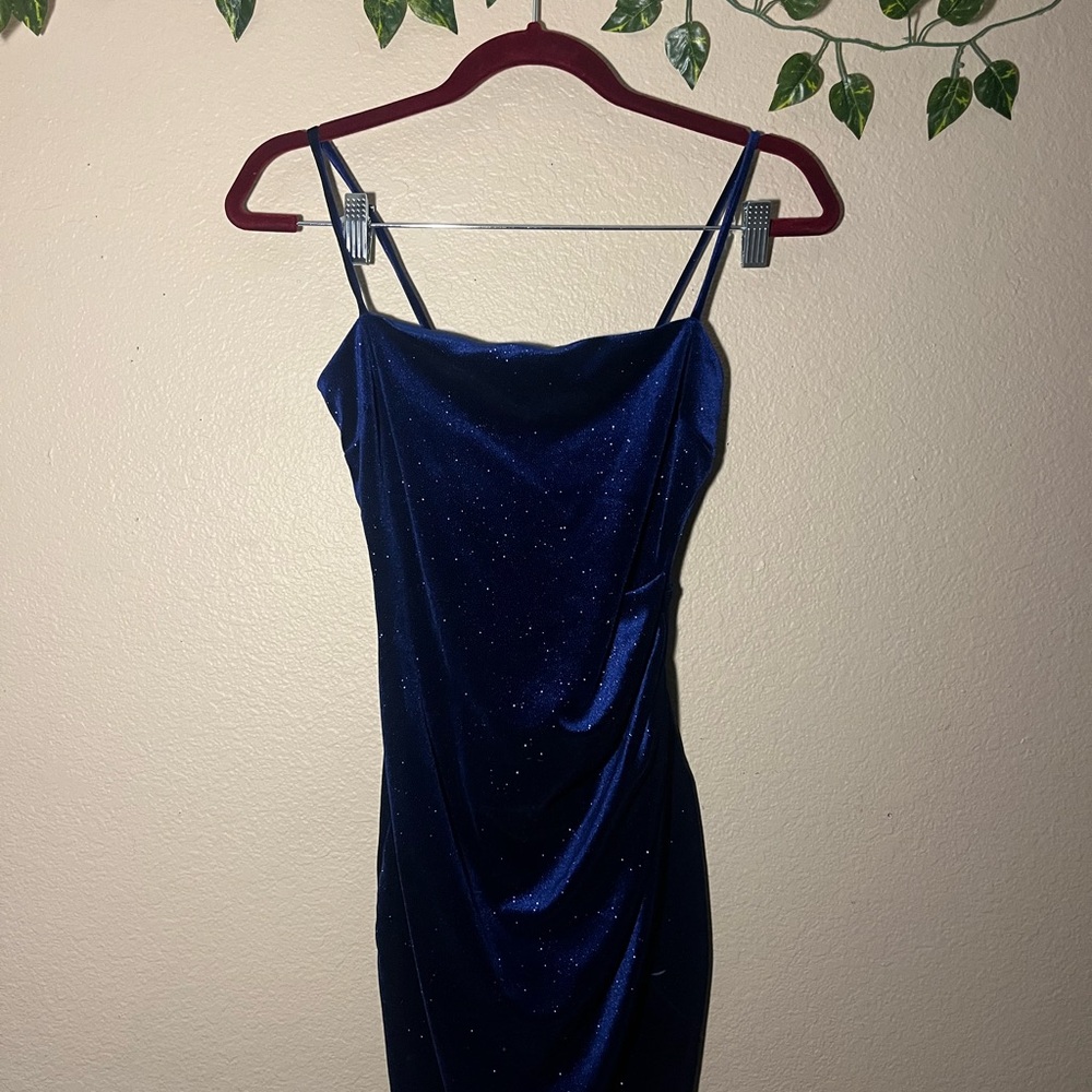 Elegant Blue Velvet Dress